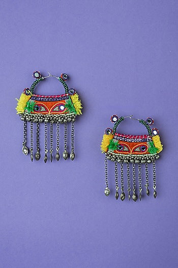 Multi-Colored Embroidered Jhumka Earrings