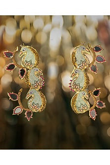 Grey Handcrafted Peacock Stud Earrings