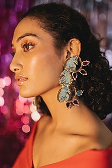 Grey Handcrafted Peacock Stud Earrings