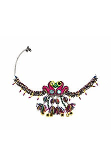 Pink Handcrafted Peacock Choker Necklace