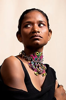 Pink Handcrafted Peacock Choker Necklace