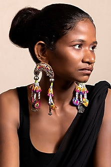 Pink Hand Embroidered Stud Earrings