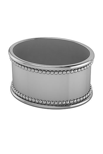 Pure Silver Plated Beaded Oval Napkin Ring Set