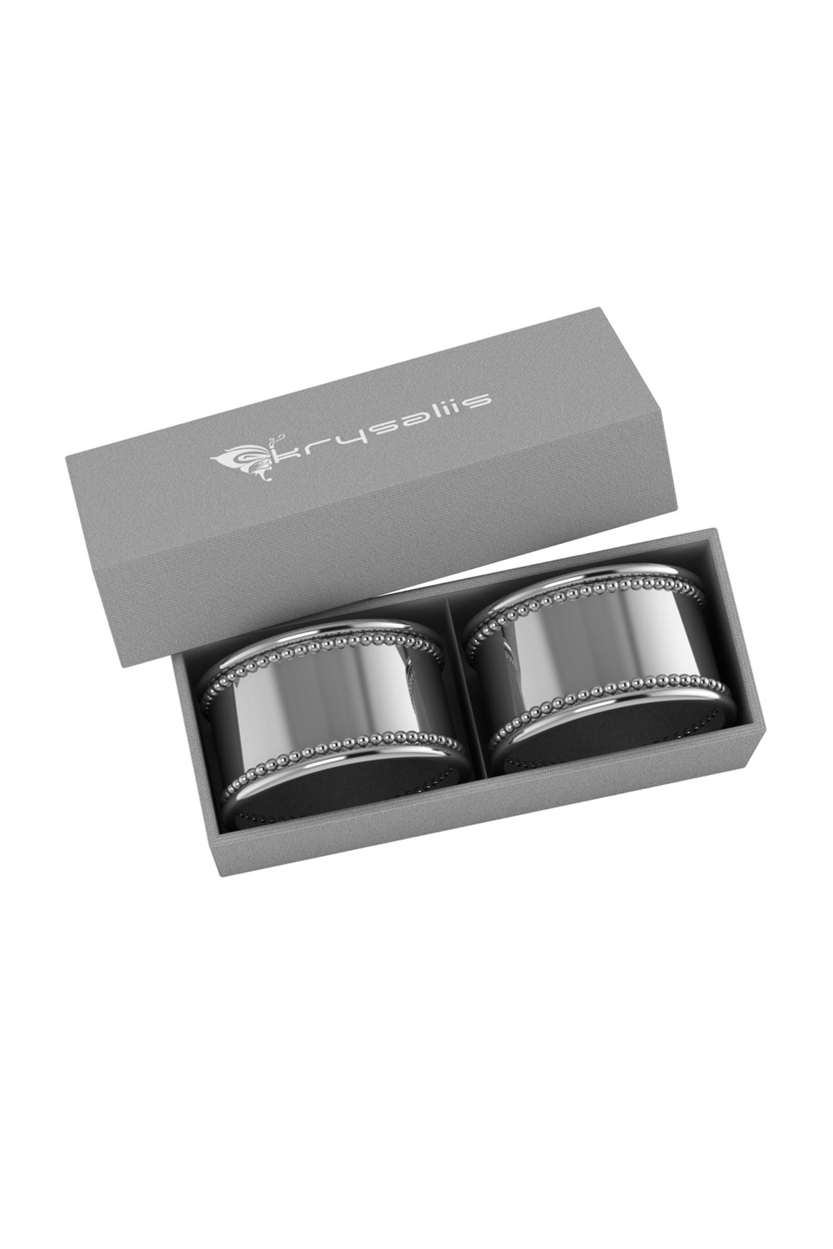 Pure Silver Plated Beaded Oval Napkin Ring Set