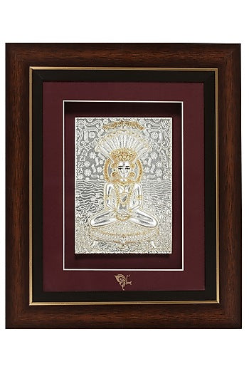 Pure Silver & Wooden Lord Parshvanath Photo Frame