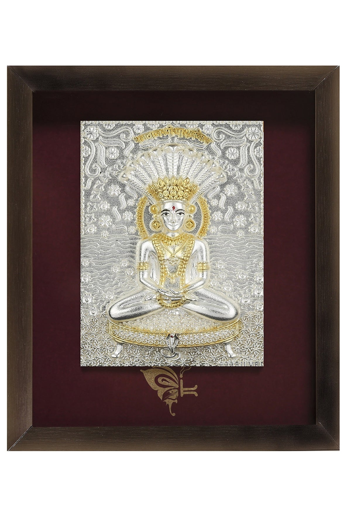 Pure Silver & Wooden Lord Parshvanath Photo Frame