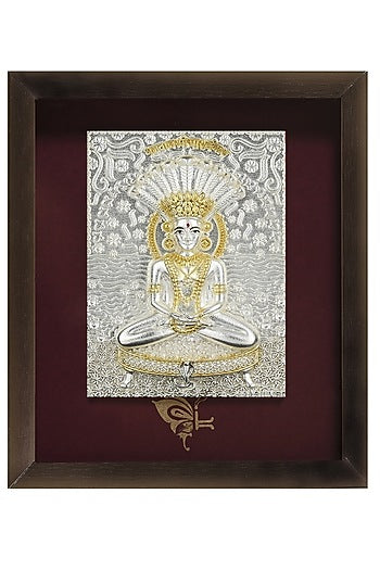 Pure Silver & Wooden Lord Parshvanath Photo Frame