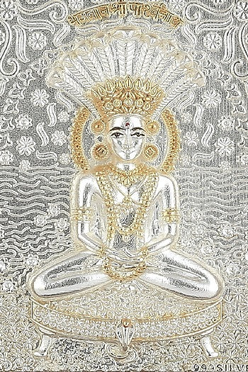 Pure Silver & Wooden Lord Parshvanath Photo Frame