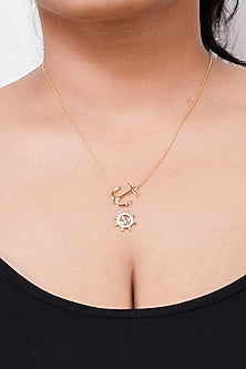 Two-Tone Finish Round-Shaped Diamond Wheel Of Sheep Pendant Necklace