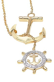 Two-Tone Finish Round-Shaped Diamond Wheel Of Sheep Pendant Necklace