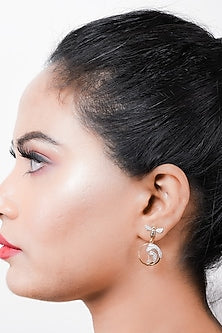 Two-Tone Finish Round-Shaped Diamond Waves Of Ocean Drop Earrings