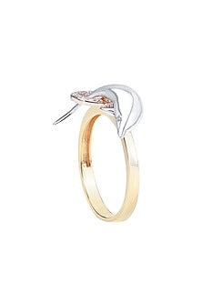 Two-Tone Finish Round Shaped Diamond Dolphin Ring