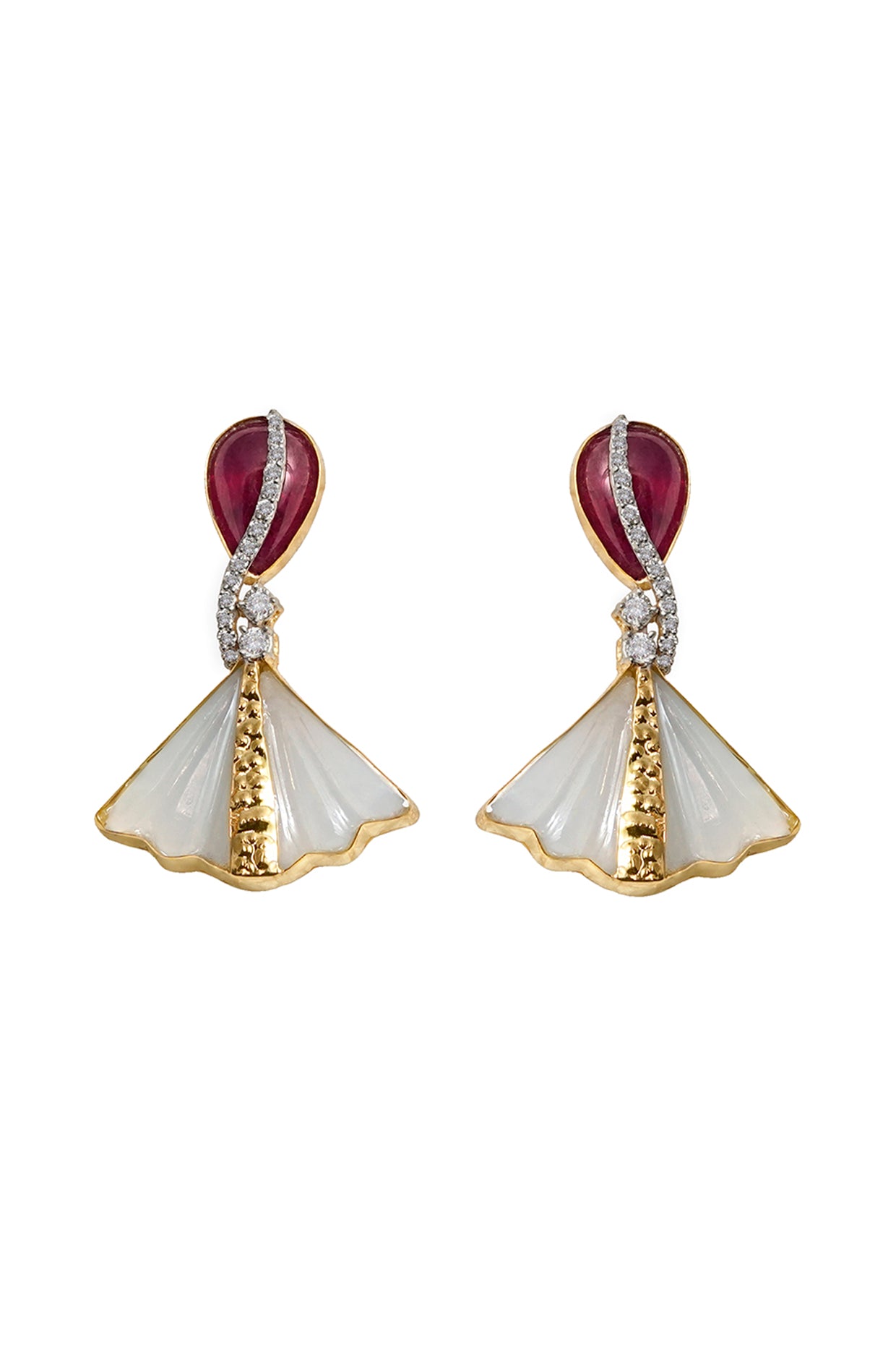 14kt Two-Tone Finish Leafy Gold Dangler Earrings