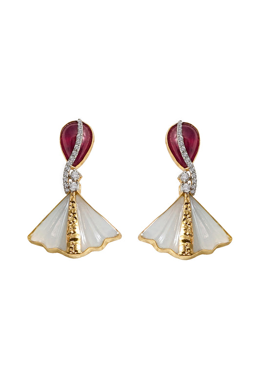 14kt Two-Tone Finish Leafy Gold Dangler Earrings