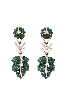 14kt Two-Tone Finish Leaf Diamond Dangler Earrings