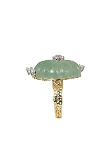 14kt Two-Tone Finish Green Diamond Ring
