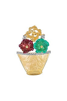 14kt Two-Tone Finish Flower Pot Diamond Ring