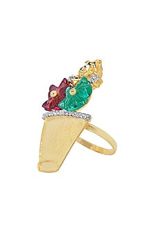 14kt Two-Tone Finish Flower Pot Diamond Ring