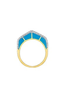 14kt Two-Tone Finish Blue Diamond Ring