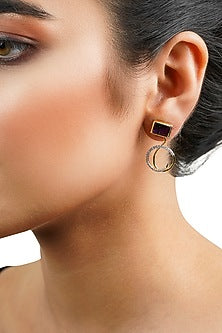 14kt Two-Tone Finish Diamond Hoop Earrings