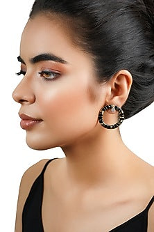 14kt Two-Tone Finish Onyx Gold Wired Diamond Earrings