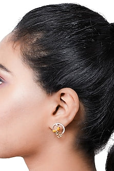14kt Two-Tone Finish Honey Bee Diamond Stud Earrings