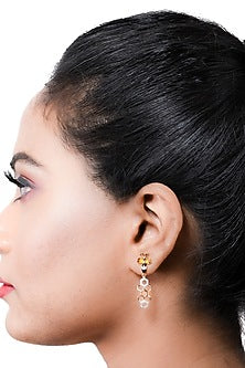 Two-Tone Finish Diamond Dangler Earrings