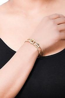 Two-Tone Finish Diamond Charm Bracelet