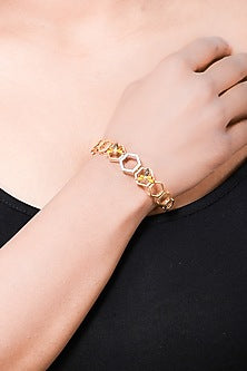 Two-Tone Finish Diamond Charm Bracelet