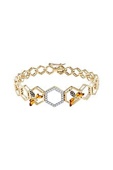 Two-Tone Finish Diamond Charm Bracelet