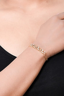 Two-Tone Finish Diamond Charm Bracelet
