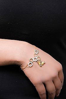 Two-Tone Finish Diamond Charm Bracelet