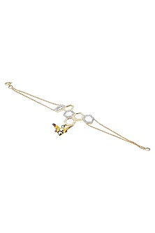 Two-Tone Finish Diamond Charm Bracelet