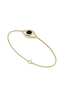 Two-Tone Finish Diamond Evil Eye Bracelet