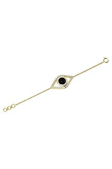 Two-Tone Finish Diamond Evil Eye Bracelet