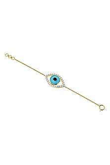 Two-Tone Finish Diamond Evil Eye Bracelet