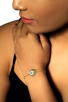 Two-Tone Finish Diamond Evil Eye Bracelet