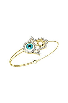 Two-Tone Finish Diamond Evil Eye Bracelet