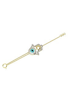 Two-Tone Finish Diamond Evil Eye Bracelet