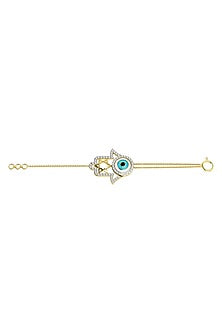 Two-Tone Finish Diamond Evil Eye Bracelet