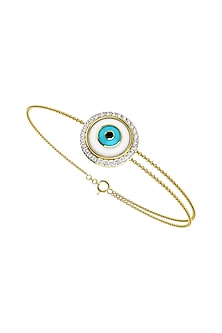 Two-Tone Finish Diamond Evil Eye Bracelet