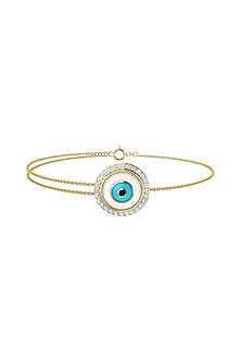 Two-Tone Finish Diamond Evil Eye Bracelet
