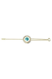 Two-Tone Finish Diamond Evil Eye Bracelet