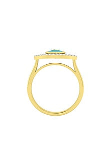 Two-Tone Finish Diamond Evil Eye Ring