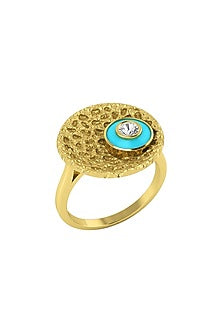 Two-Tone Finish Diamond Evil Eye Ring