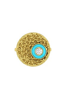 Two-Tone Finish Diamond Evil Eye Ring