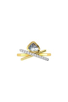 14kt Two-Tone Finish Kundan Polki On Diamond Ring