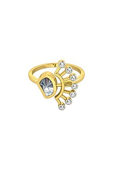 14kt Two-Tone Finish Crown Polki Diamond Ring