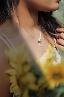 14kt Two-Tone Finish Diamond & Pearl Pendant Necklace