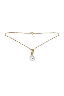 14kt Gold Finish Diamond & Pearl Pendant Necklace